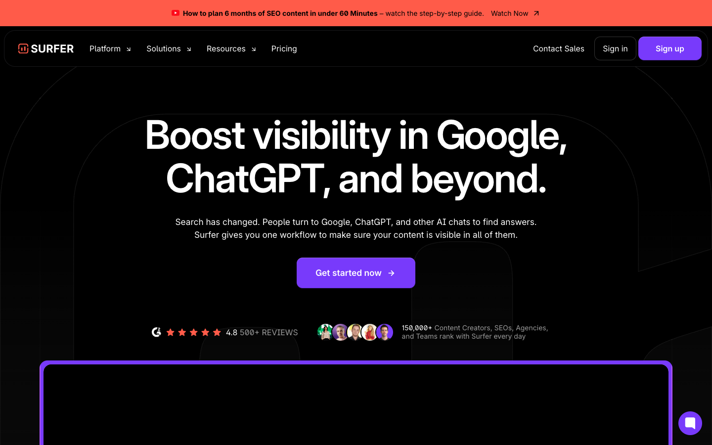 Surfer SEO Content Optimization Tool Homepage - Best for Content Scoring