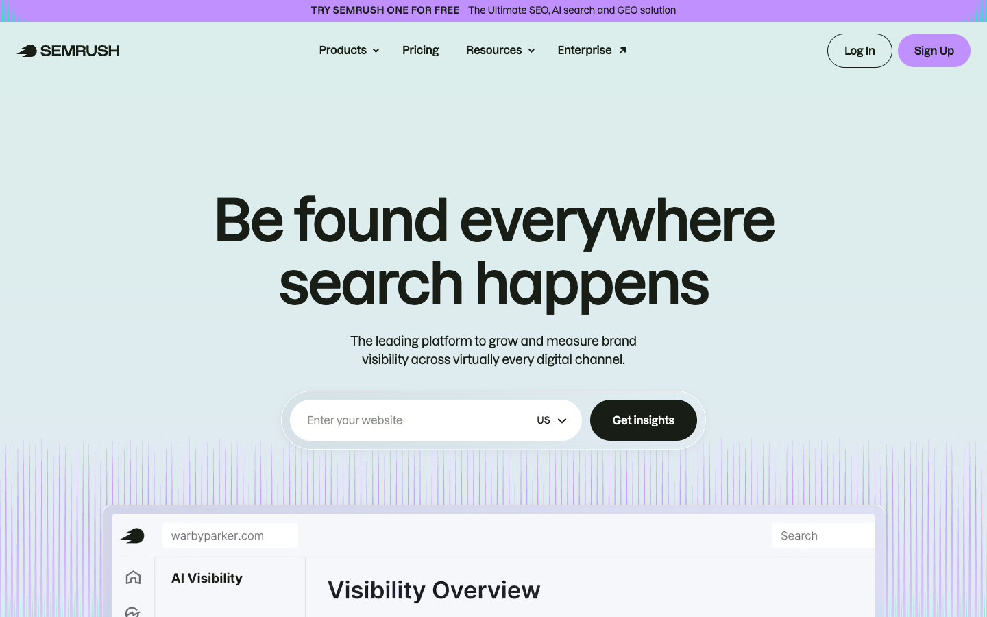 Semrush All-in-One SEO Platform Homepage - Best for SEO Data and AI Copilot
