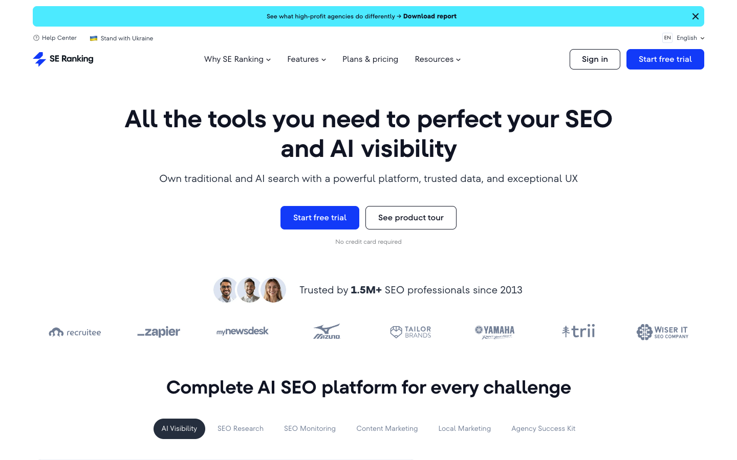 SE Ranking All-in-One SEO Platform Homepage - Best Value SEO Tool